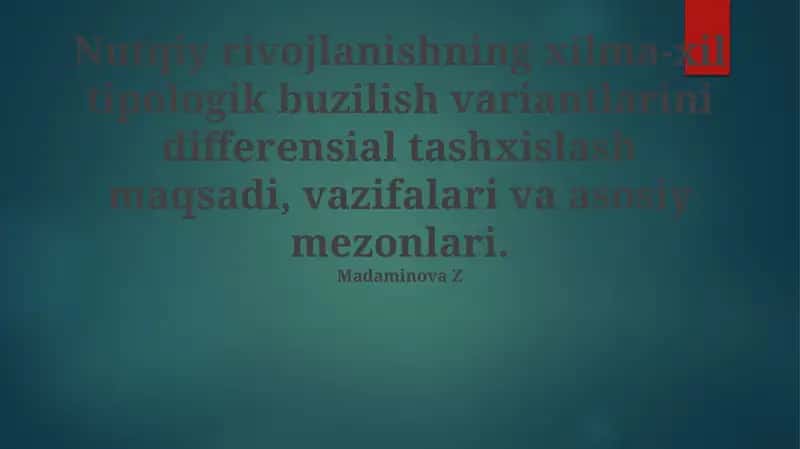 Nutq Rivojlanish Buzilishlari