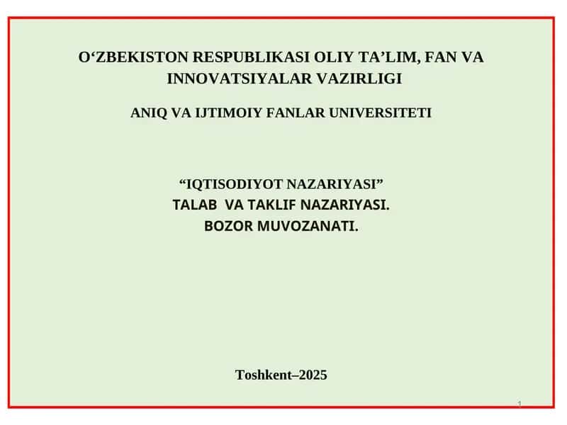 TALAB VA TAKLIF NAZARIYASI