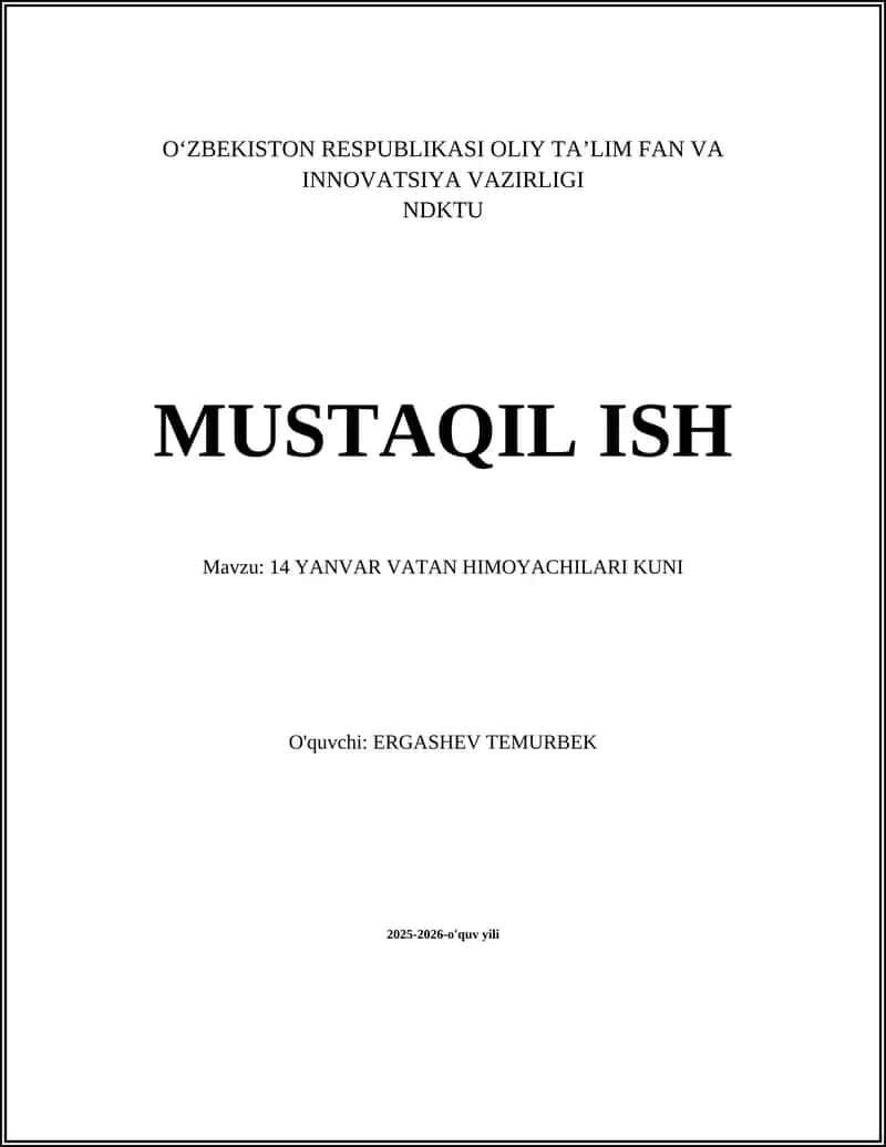 14 Yanvar Vatan Himoyachilari Kuni