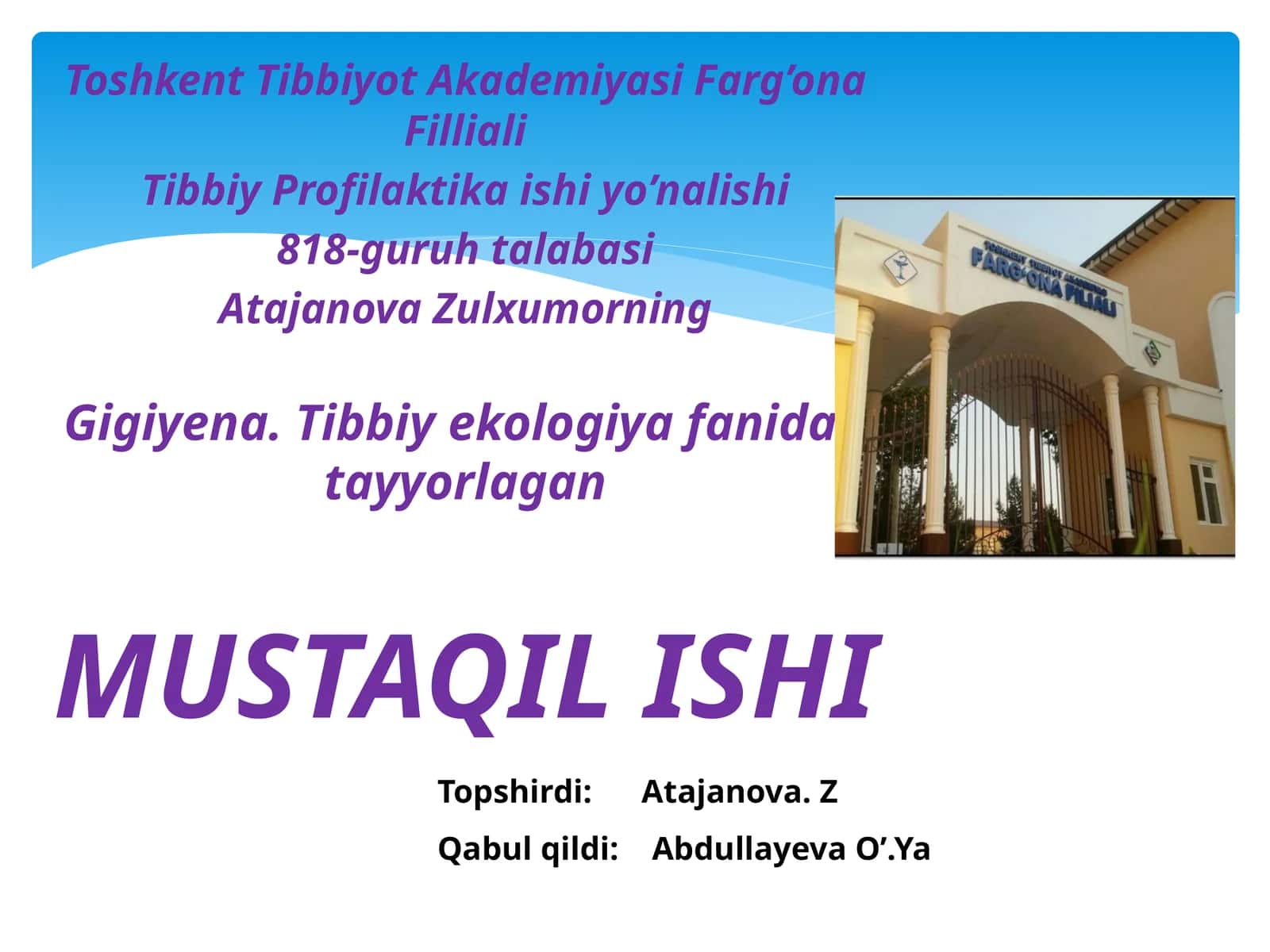 Tibbiy Proflaktika ishi