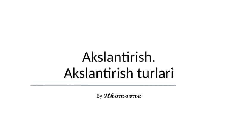 Akslantirish. Akslantirish turlari