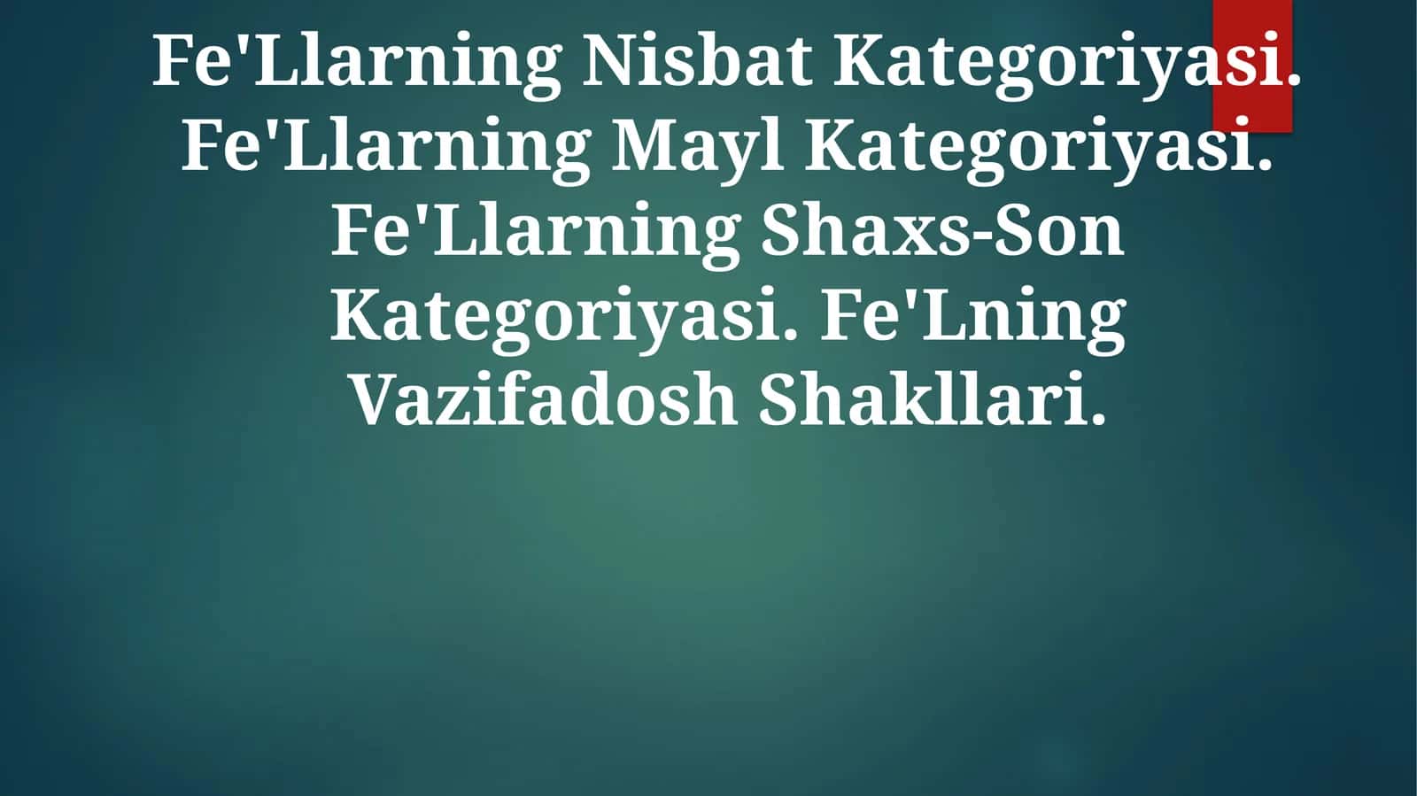 Fe'Llarning Nisbat Kategoriyasi