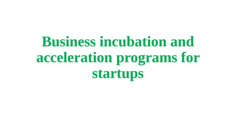 Business incubation and acceleration programs for startups