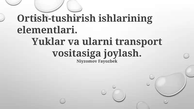 Ortish-tushirish ishlarining elementlari