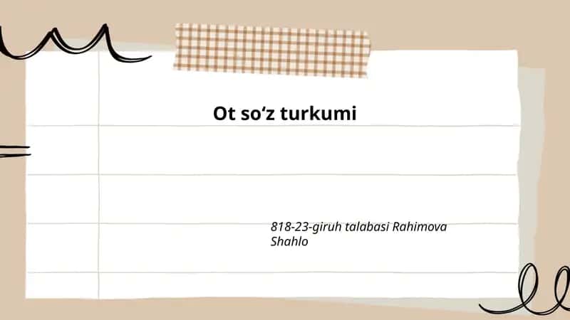 Ot soʻz turkumi