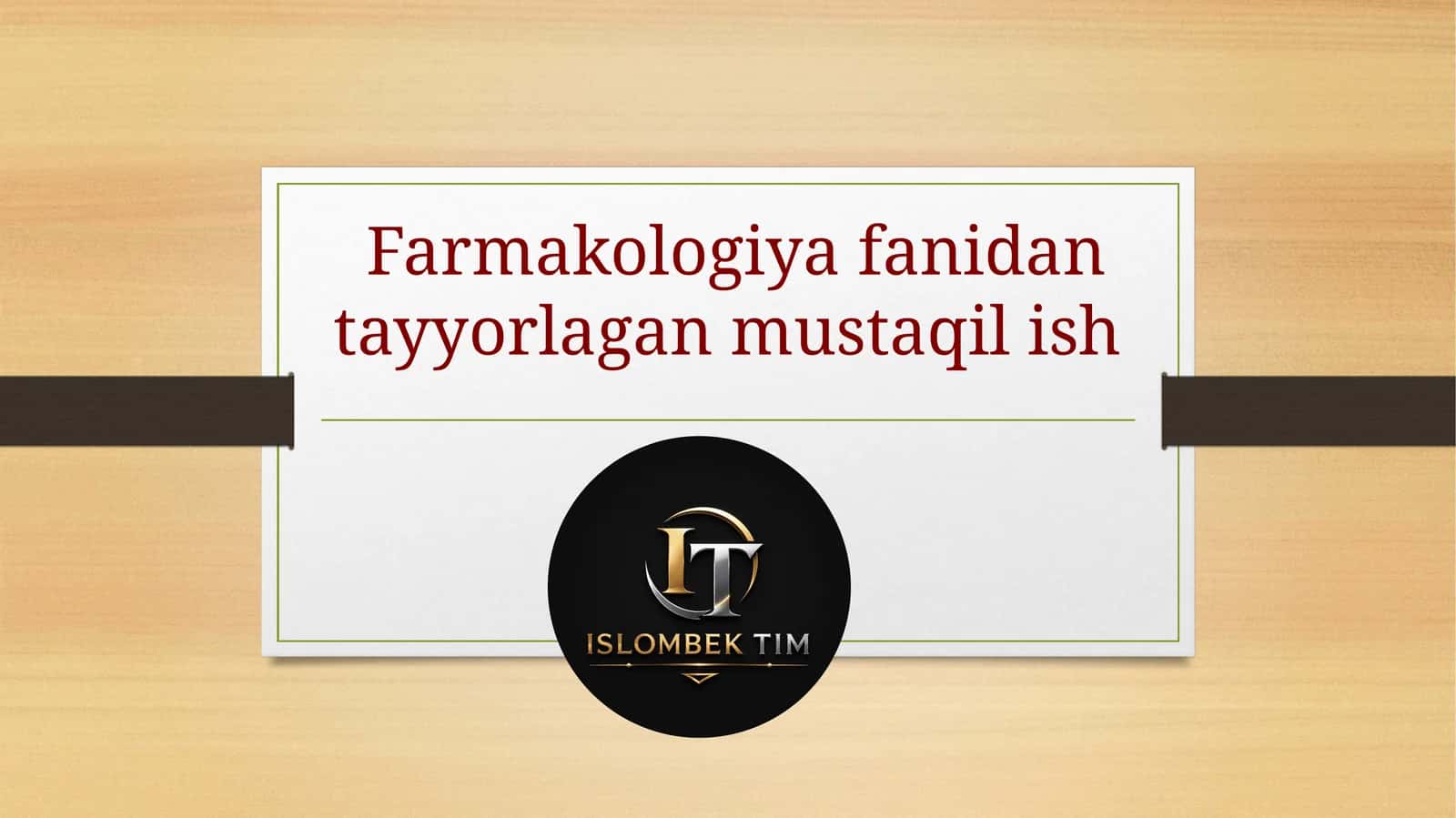 Farmakologiya fanidan tayyorlagan mustaqil ish