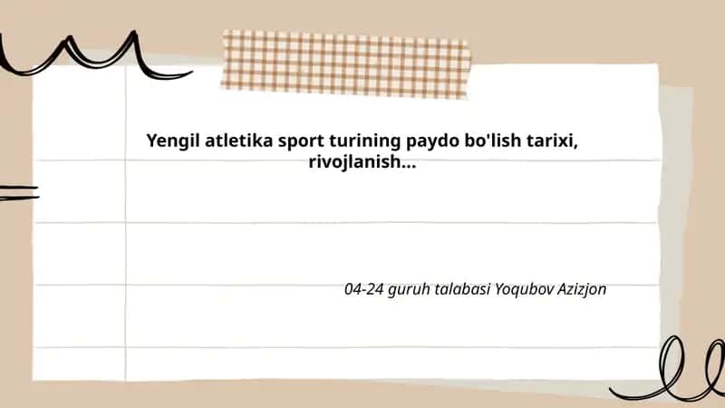 Yengil atletika sport turining paydo bo'lish tarixi, rivojlanish