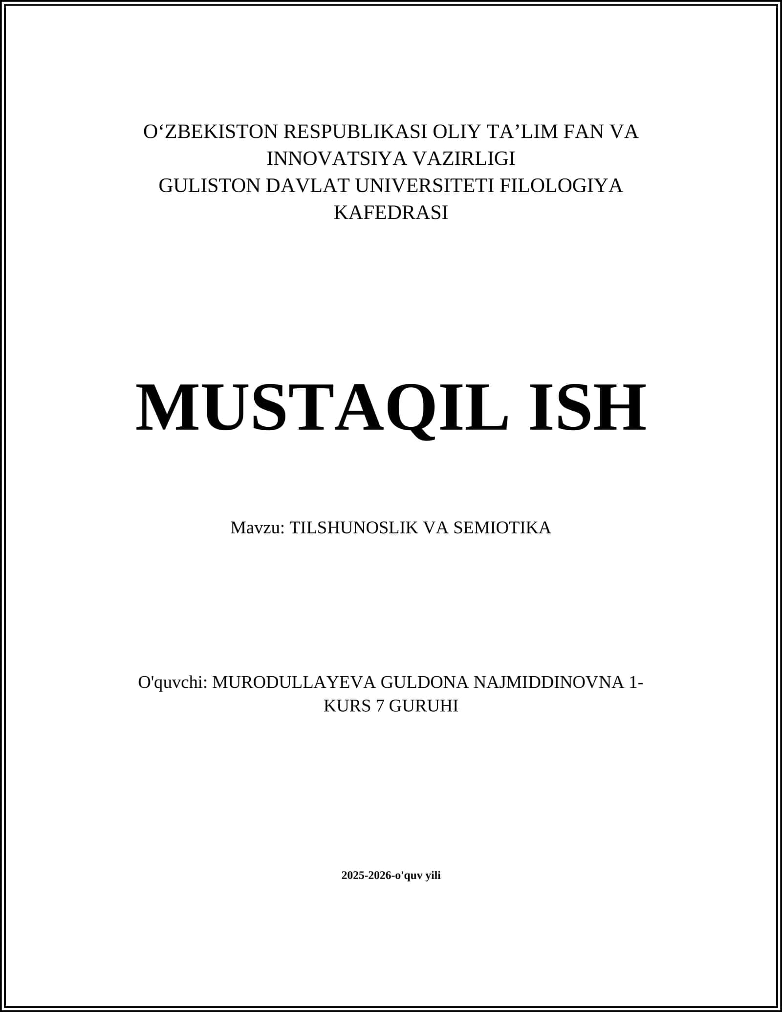 TILSHUNOSLIK VA SEMIOTIKA