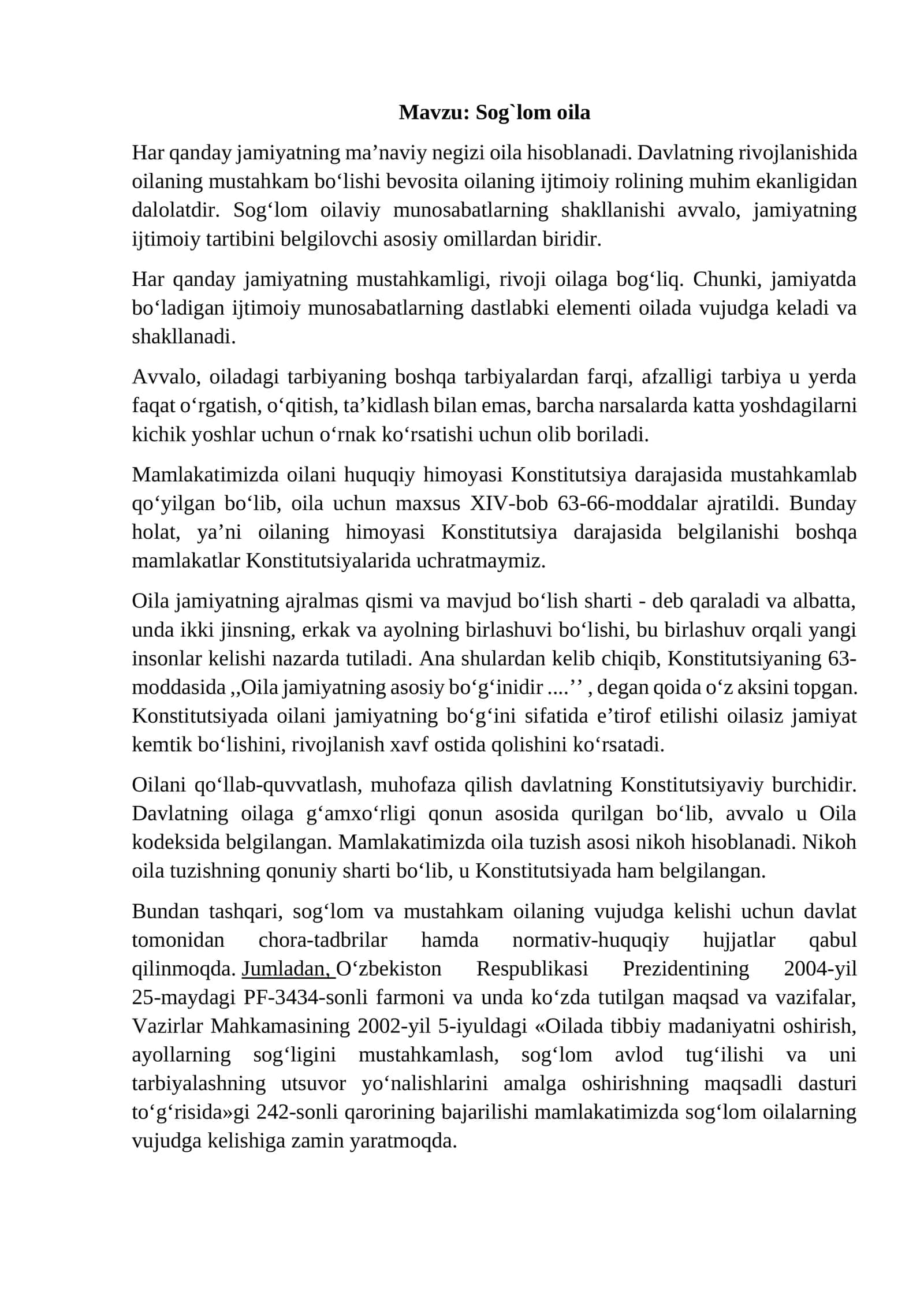 Sog`lom oila