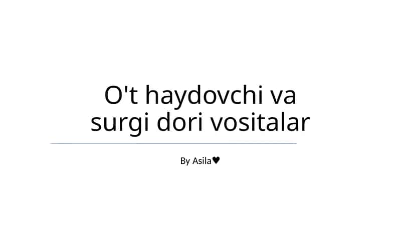 O't haydovchi va surgi dori vositalar