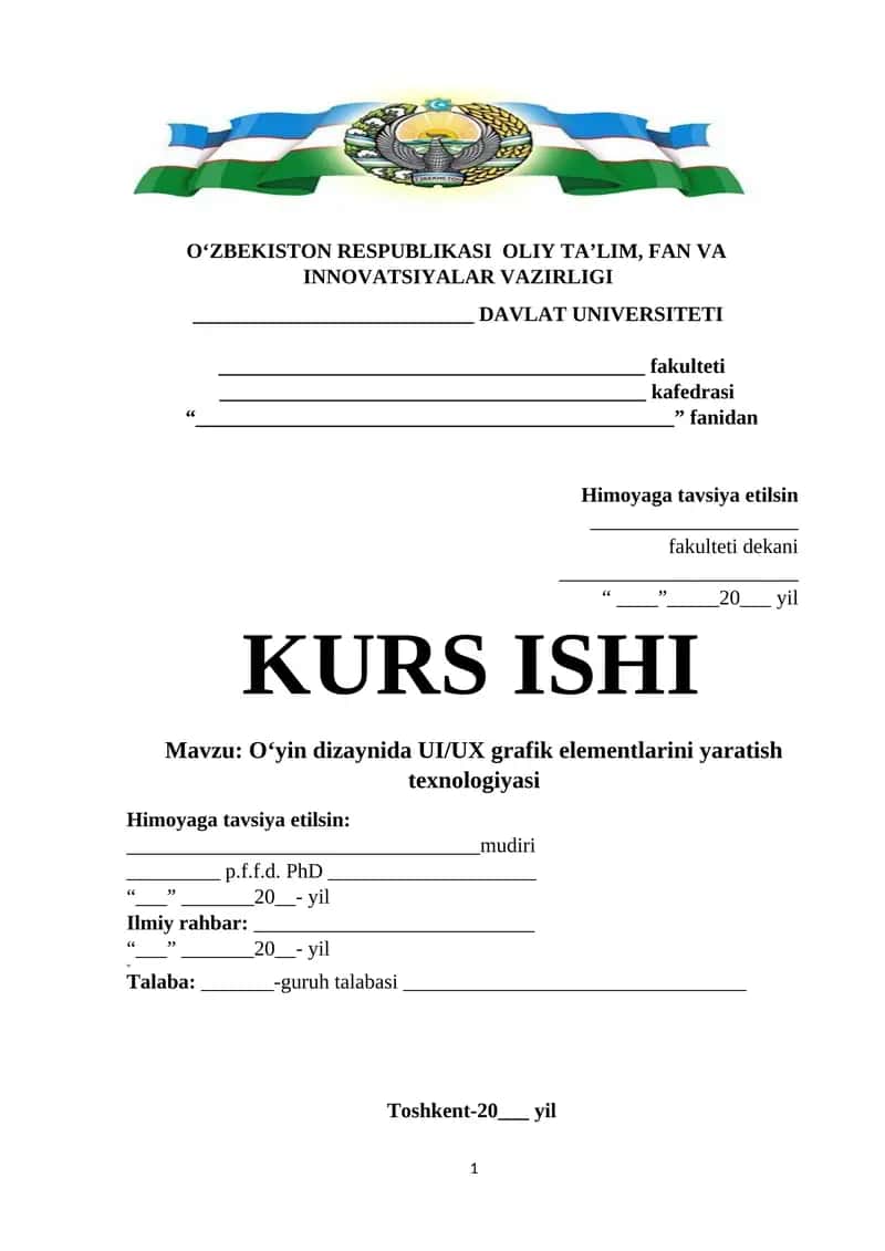 O‘yin dizaynida UI/UX grafik elementlarini yaratish texnologiyasi