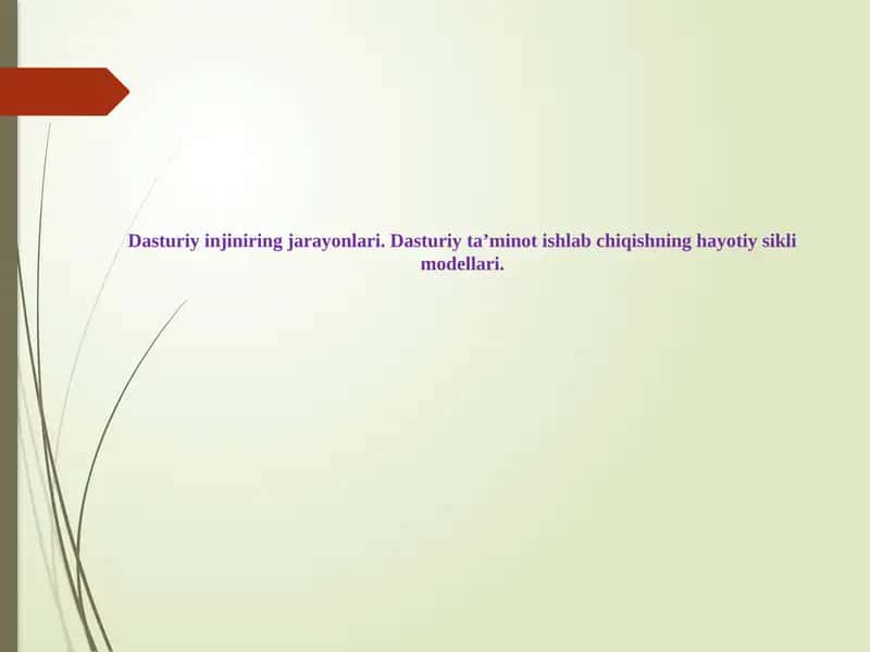 Dasturiy injiniring jarayonlari. Dasturiy ta’minot ishlab chiqishning hayotiy sikli modellari
