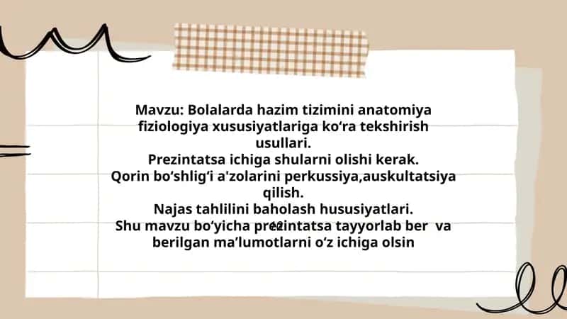 Bolalarda hazim tizimini anatomiya fiziologiya xususiyatlariga koʻra tekshirish usullari
