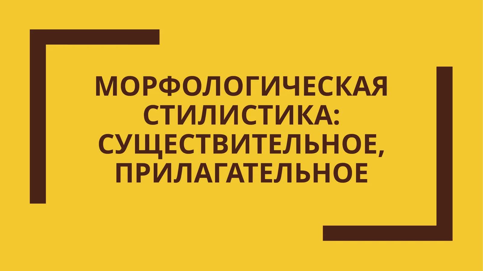 Морфологическая стилистика: существительное, прилагательное