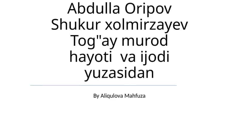 Erkin Vohidov: Hayot va Ijodi