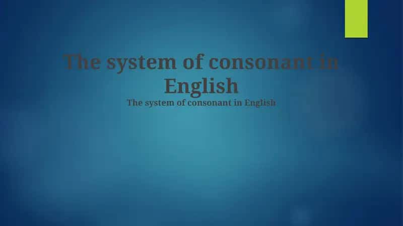 English Consonant System