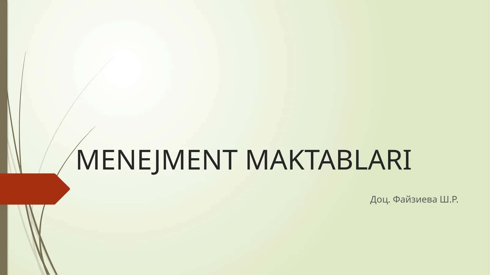 MENEJMENT MAKTABLARI