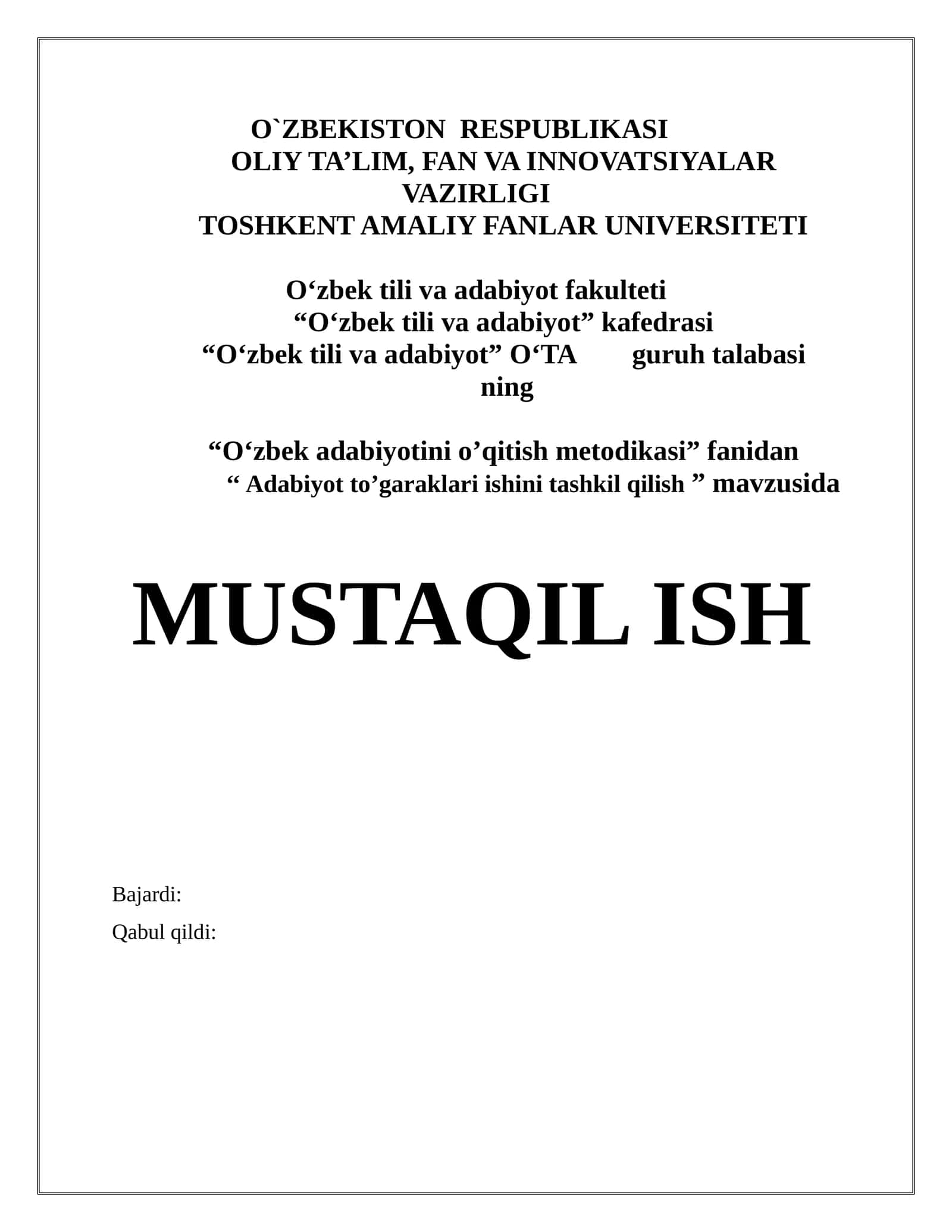 Adabiyot to‘garaklari ishini tashkil qilish