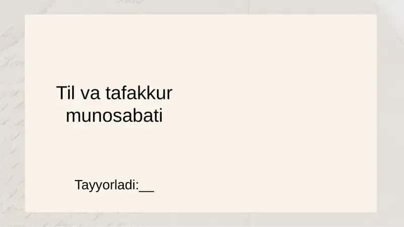 Til va tafakkur munosabati