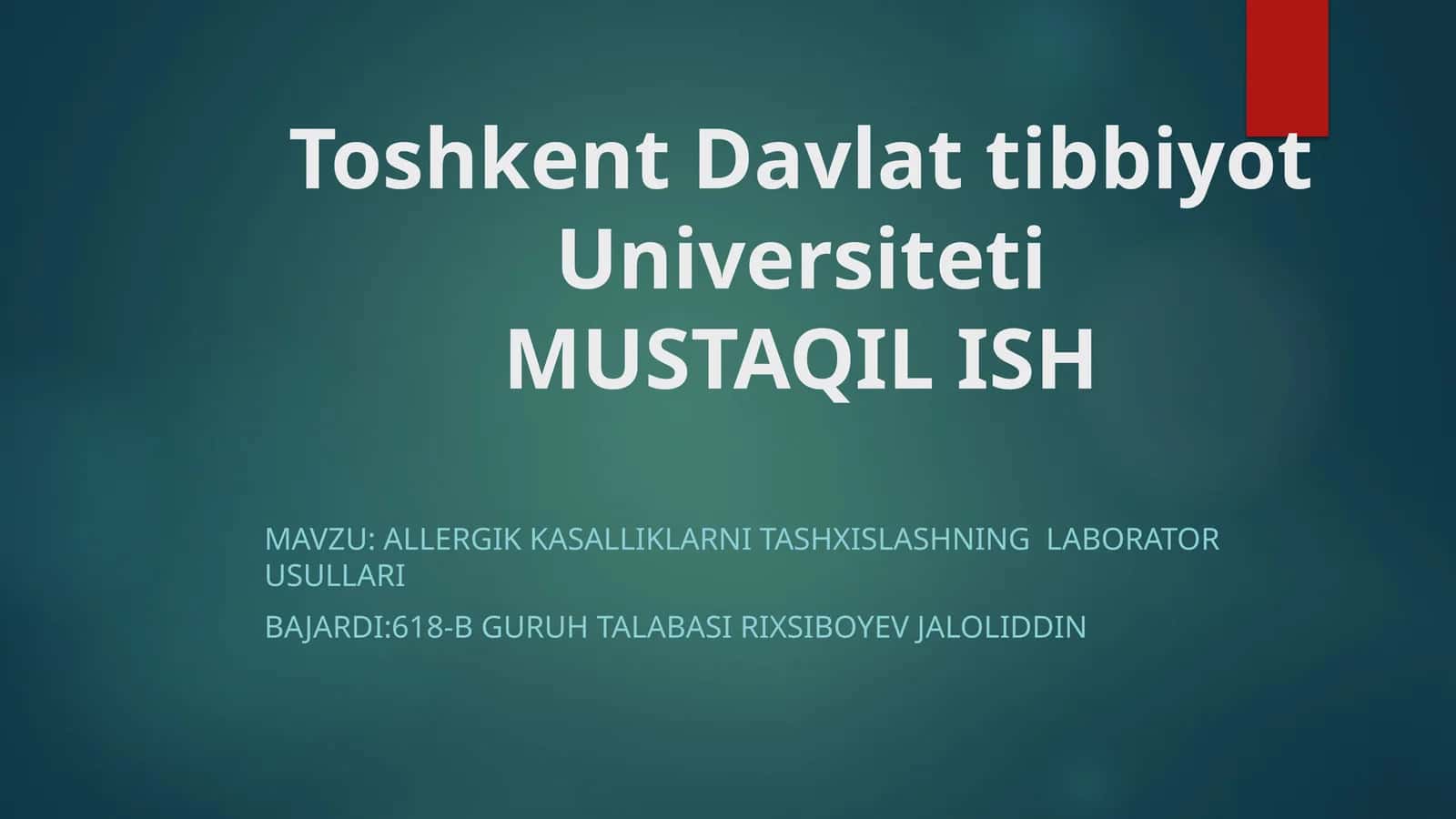 Allergologis kasalliklarni tashxislash