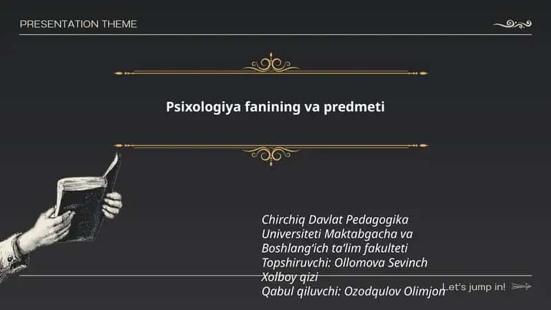 Psixologiya fanining va predmeti