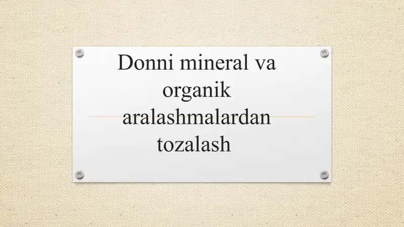 Donni mineral va organik aralashmalardan tozalash