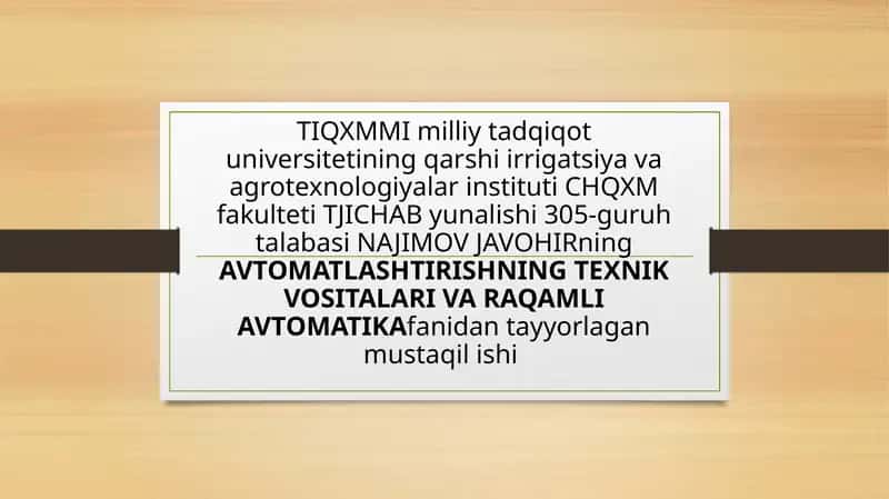 Avtomatikaning raqamli asboblari