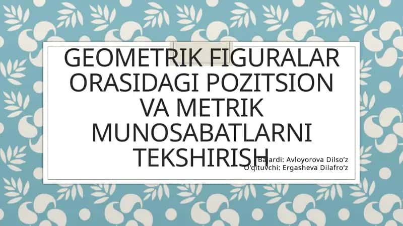 Geometrik figuralarning asosiy tasnifi