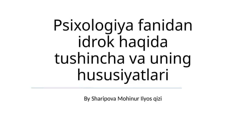 Idrokning Psixologik Jihatlari