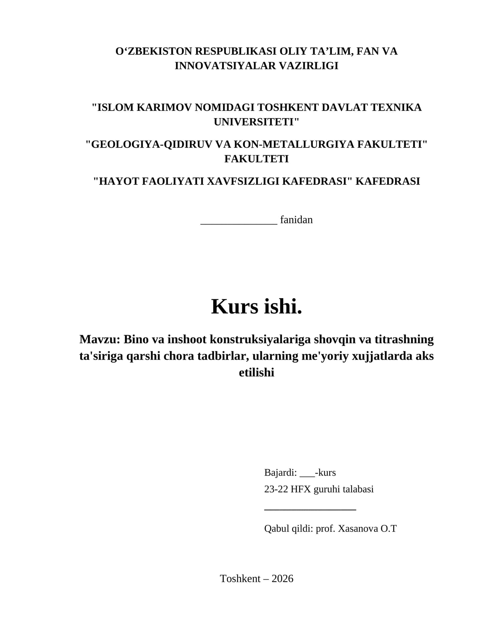Bino va inshoot konstruksiyalariga shovqin va titrashning ta'siriga qarshi chora tadbirlar, ularning me'yoriy xujjatlarda aks etilishi