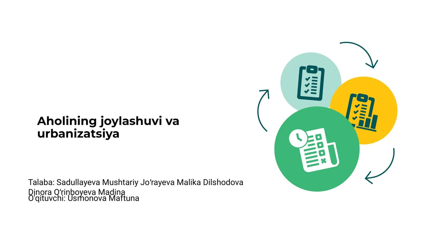 Aholining joylashuvi va urbanizatsiya