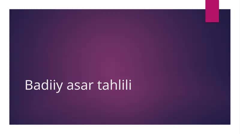 Badiiy asar tahlili