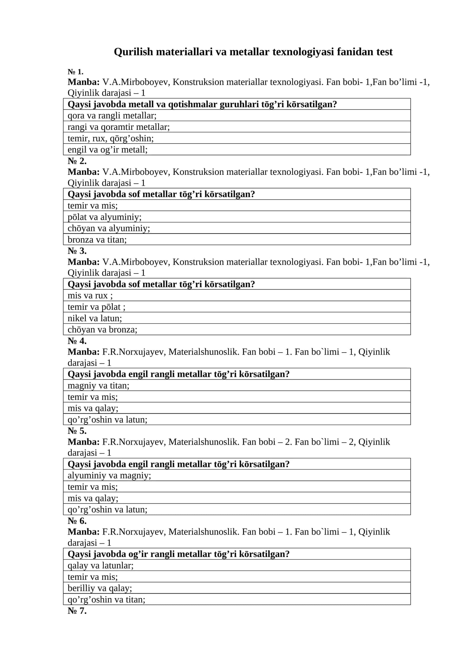 Konstruksion materiallar texnologiyasi