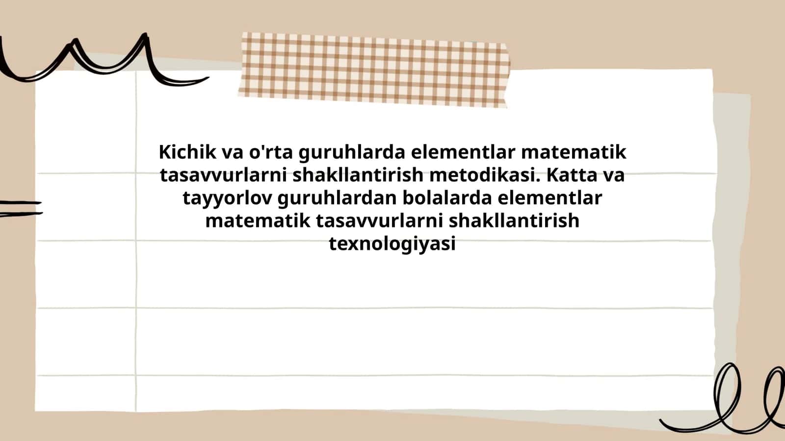 Kichik va o'rta guruhlarda elementlar matematik tasavvurlarni shakllantirish metodikasi