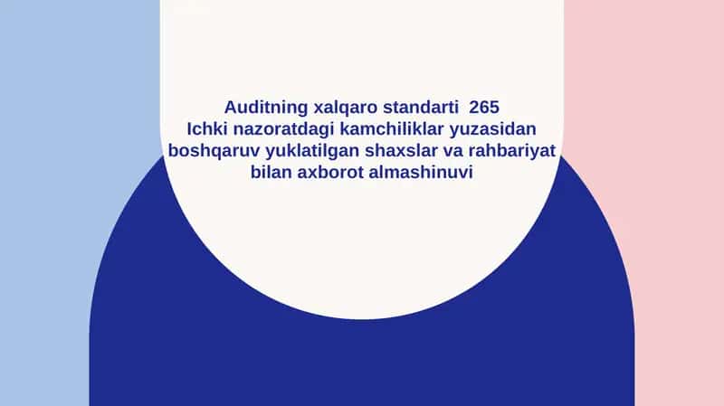Auditning xalqaro standarti 265 Ichki nazoratdagi kamchiliklar yuzasidan boshqaruv yuklatilgan shaxslar va rahbariyat bilan axborot almashinuvi