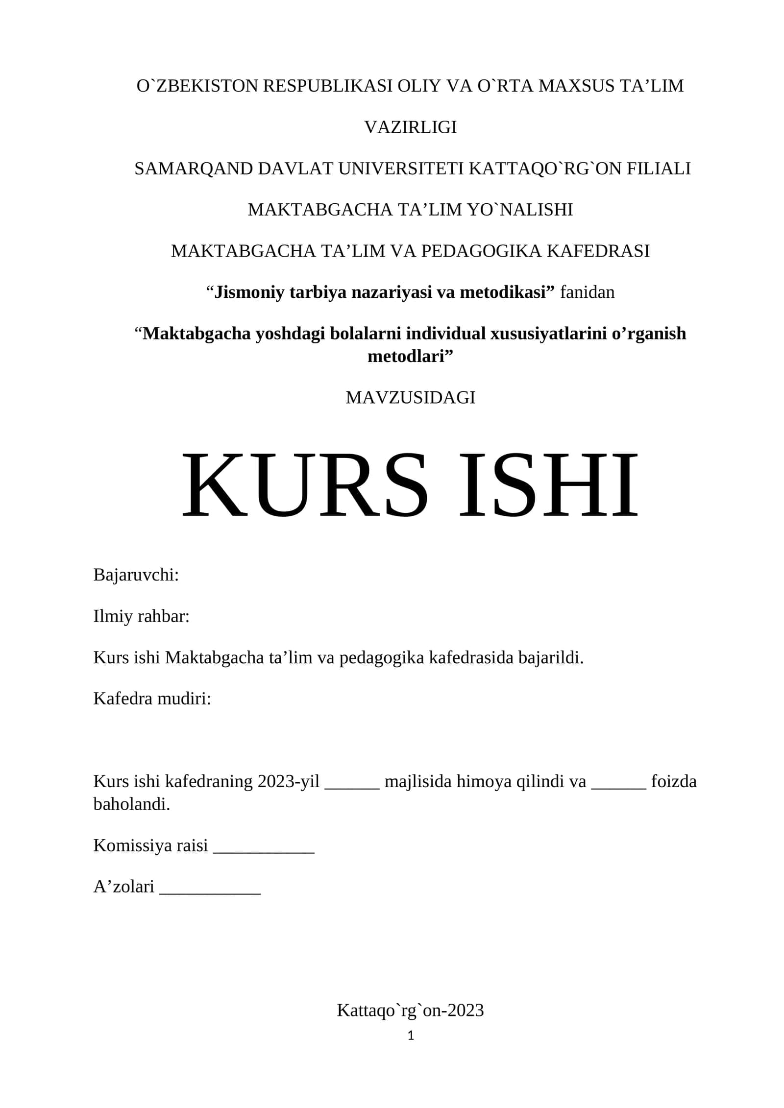 Maktabgacha yoshdagi bolalarni individual xususiyatlarini o’rganish metodlari