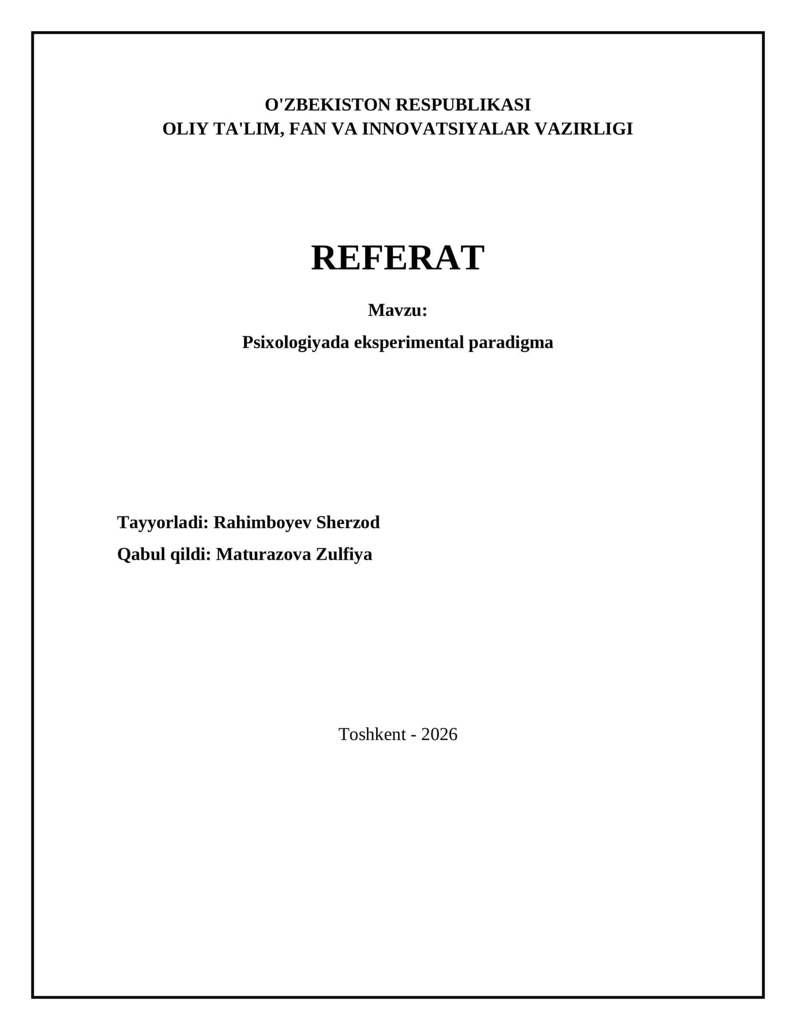 Psixologiyada eksperimental paradigma