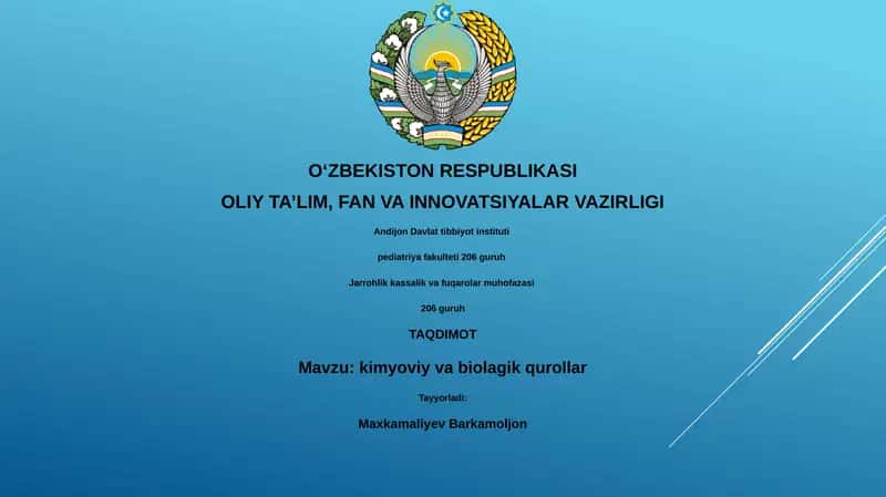 Kimyoviy va biolagik qurollar