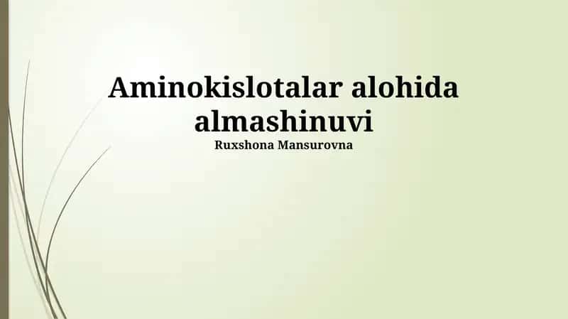 Aminokislotalar alohida almashinuvi
