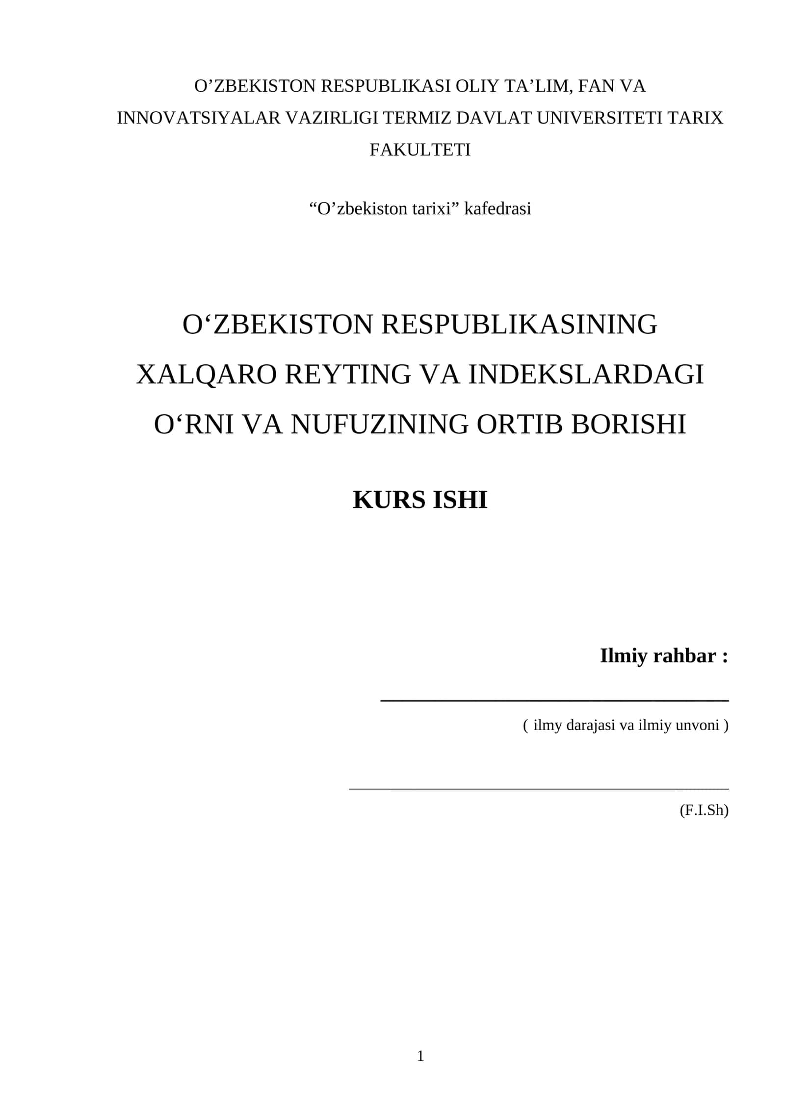 O'zbekiston Respublikasining Xalqaro Reyting va Indekslardagi O'rni va Nufuzining Ortib Borishi
