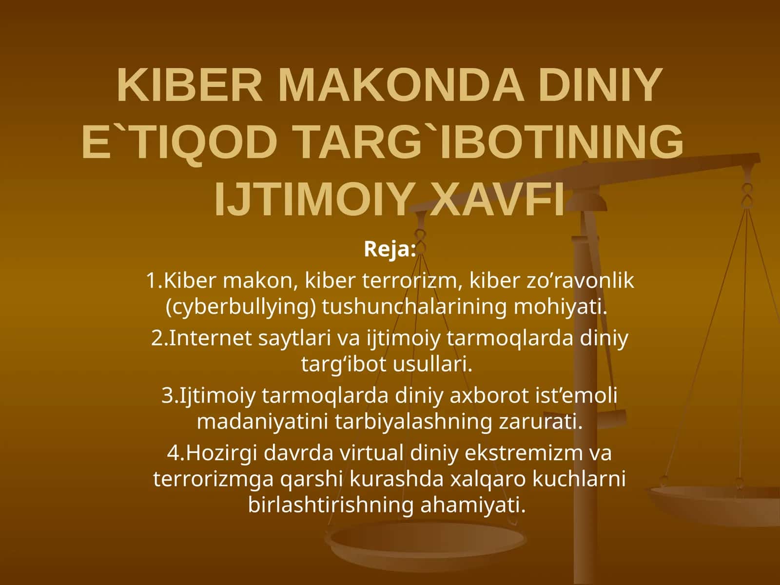 MAUZA: KIBER MAKONDA DINIY E`TIQOD TARG`IBOTININGIJTIMOIY XAVFI