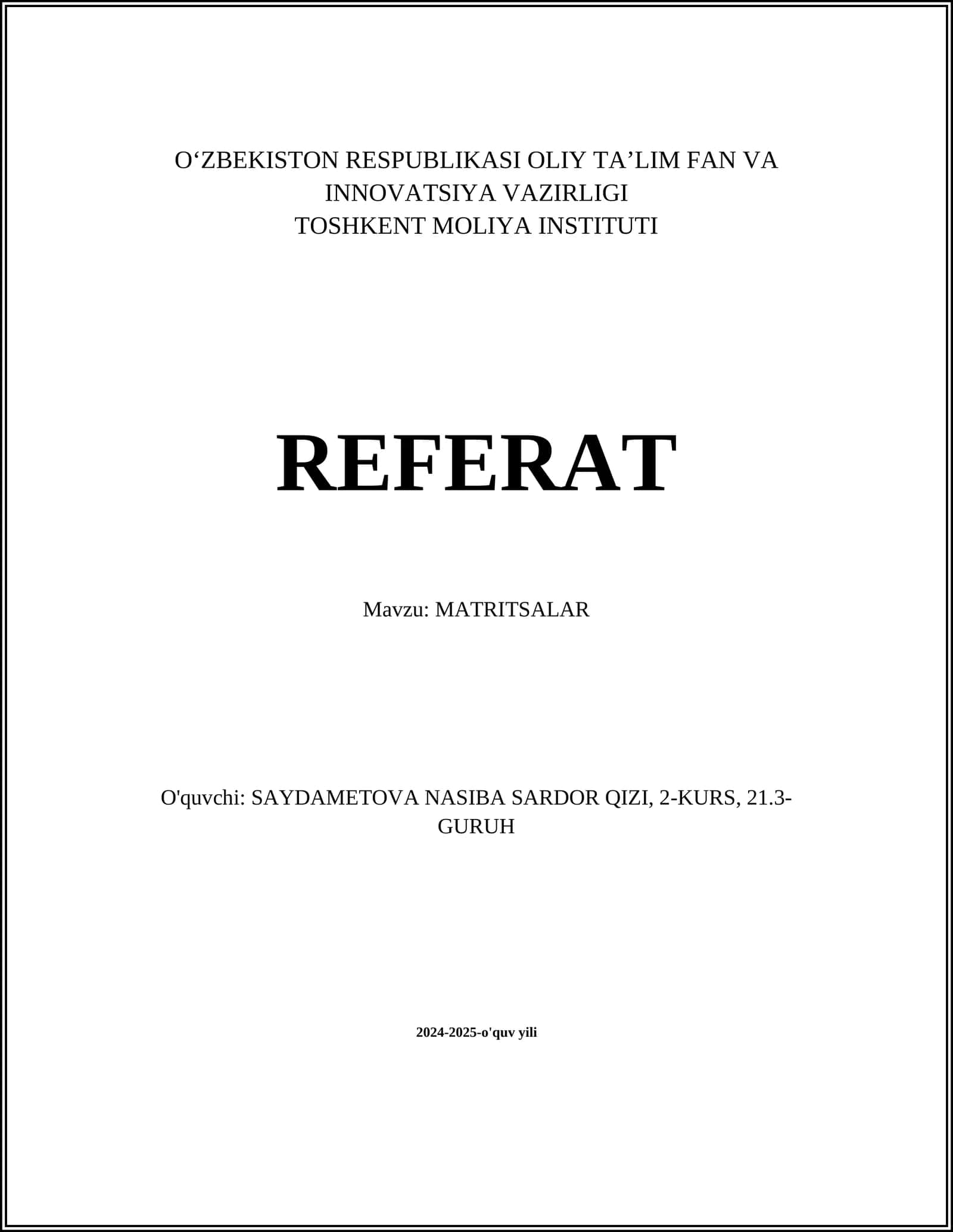 MATRITSALAR