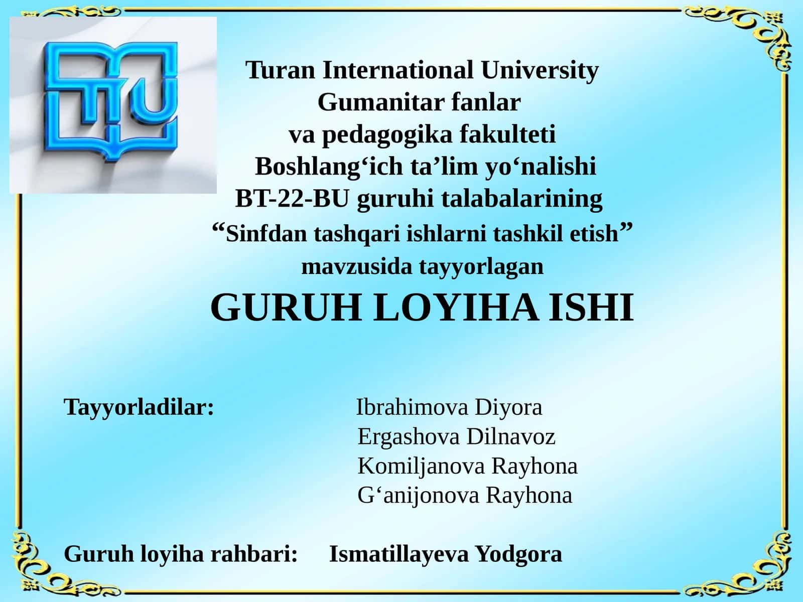 Sinfdan tashqari ishlarni tashkil etish