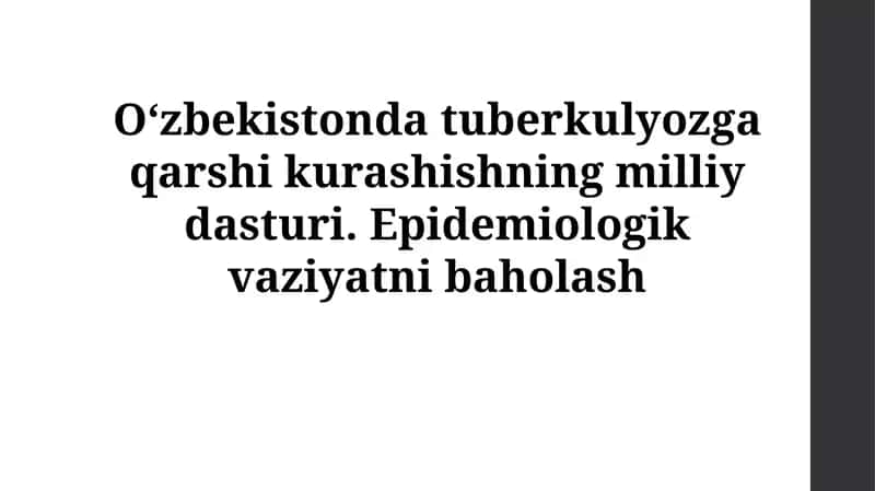 O‘zbekistonda tuberkulyozga qarshi kurashishning milliy dasturi