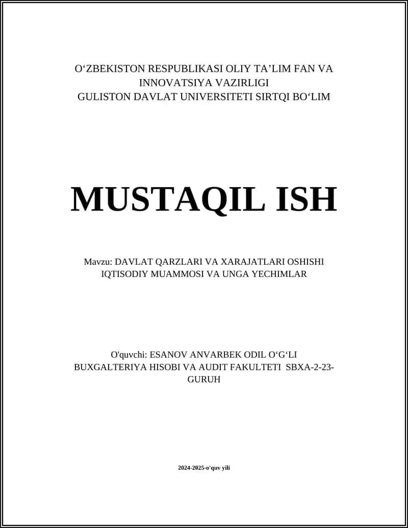 Davlat qarzlar va xarajatlari o'sishi