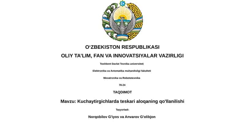 Kuchaytirgichlarda teskari aloqaning qo'llanilishi