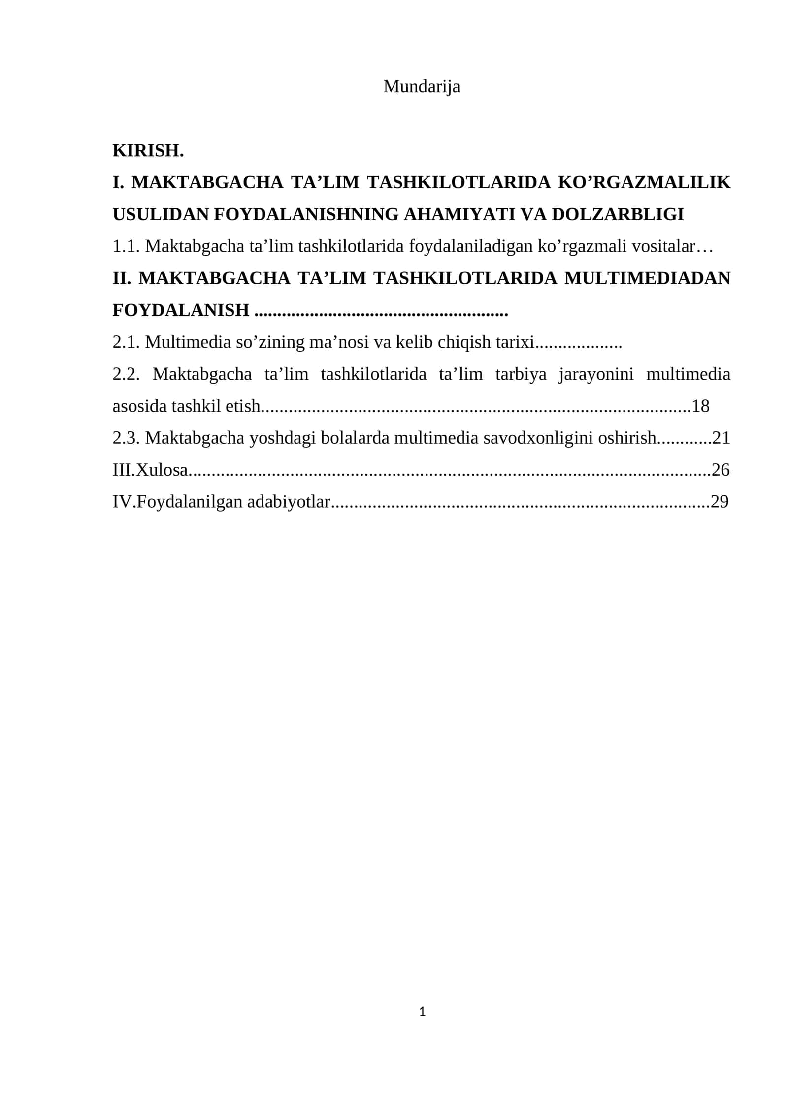 MAKTABGACHA TA'LIM TASHKILOTLARIDA MULTIMEDIADAN FOYDALANISH