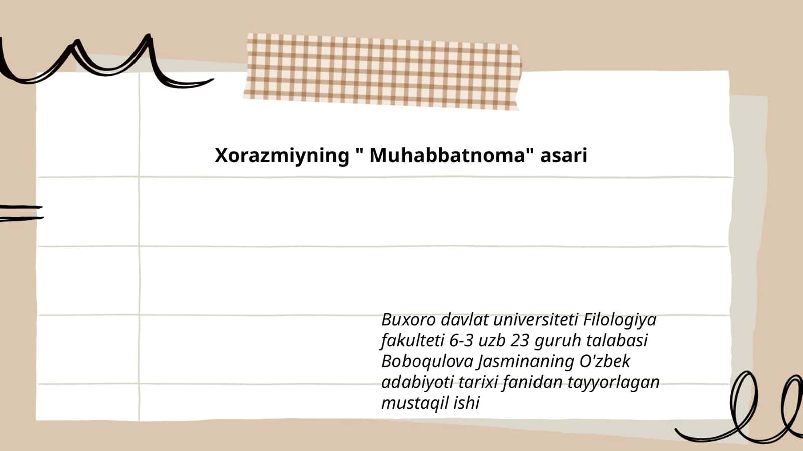 Xorazmiyning "Muhabbatnoma" asari