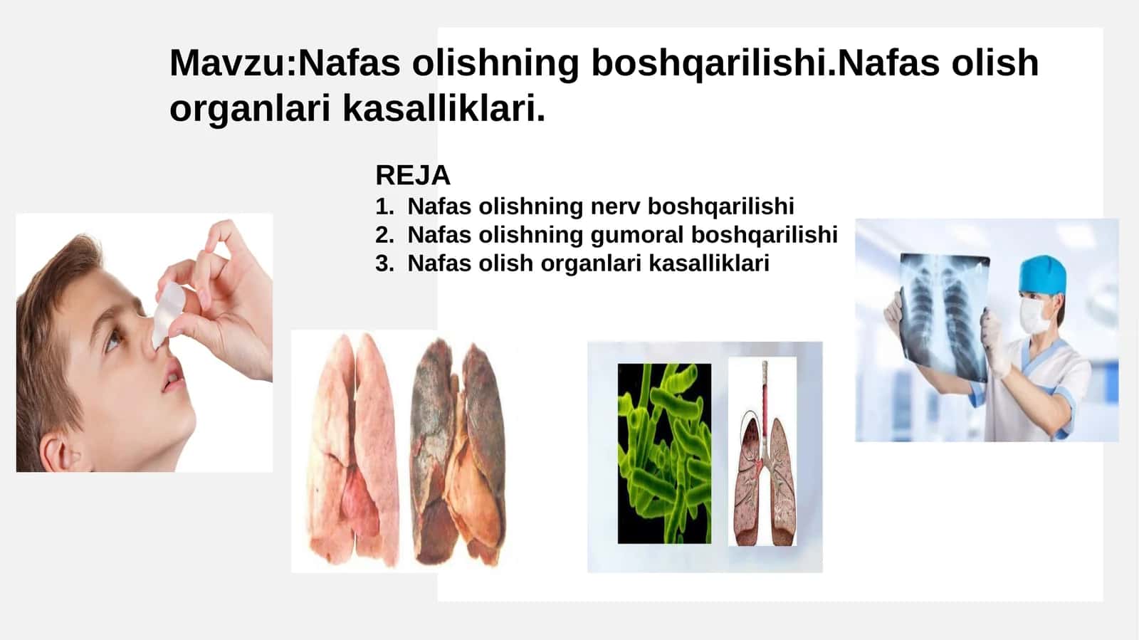 Nafas olishning boshqarilishi. Nafas olish organlari kasalliklari.