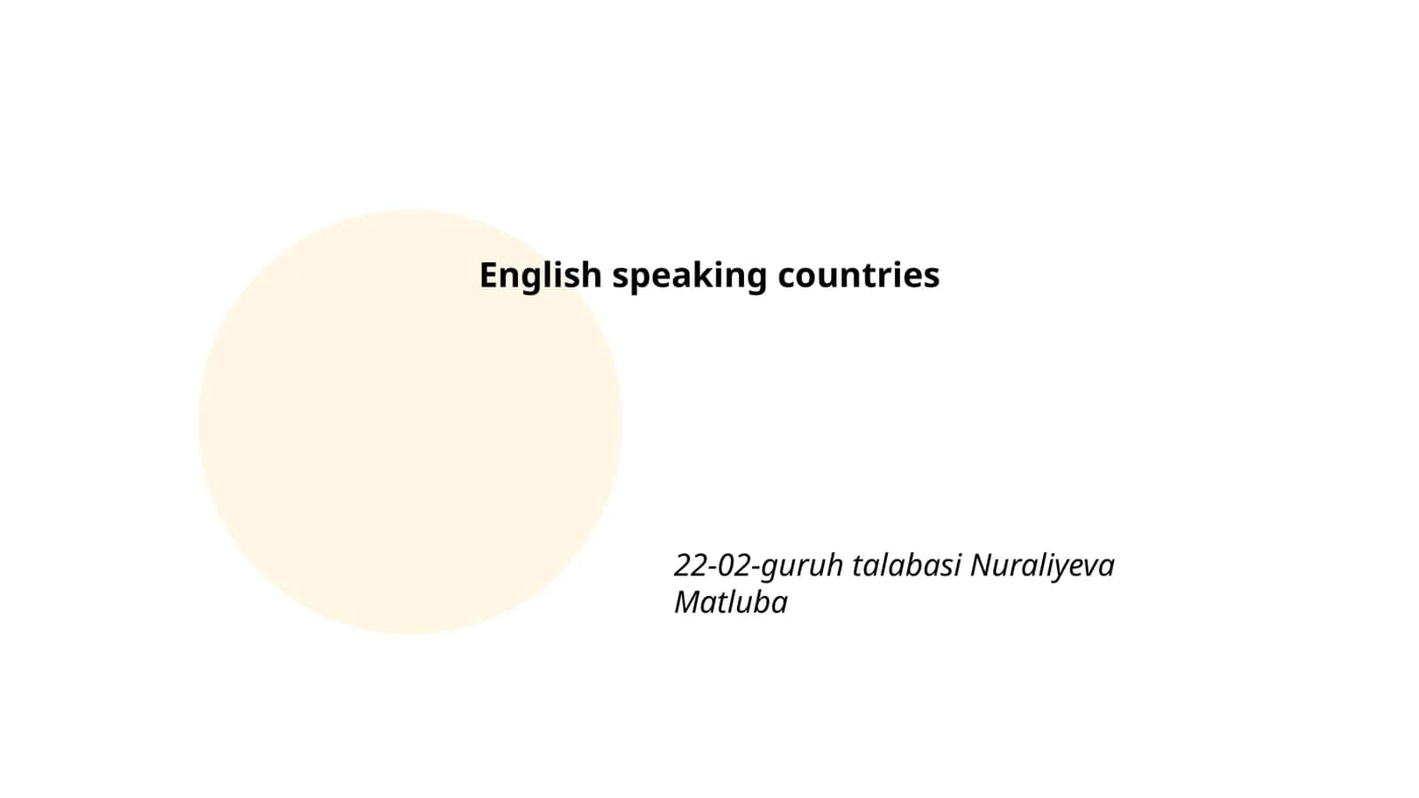 English speaking countries